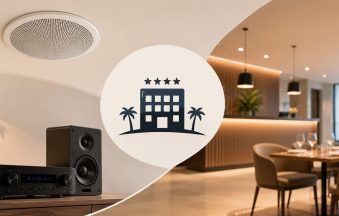 Impianto audio per hotel e strutture ricettive: diffusore a soffitto e filodiffusione nella sala ristorante